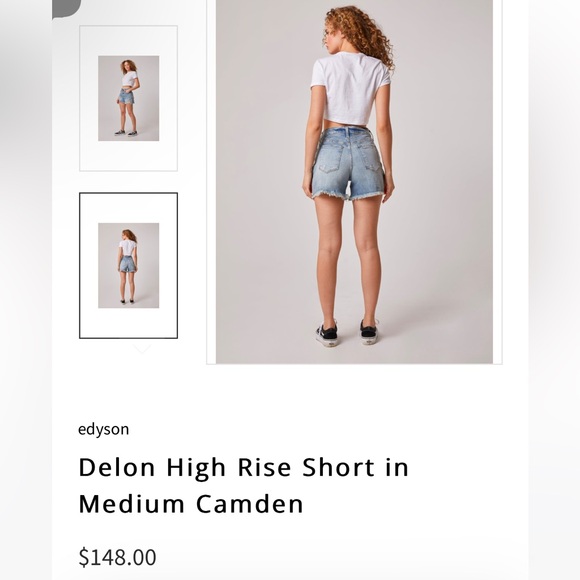 NWT (Revolve) Edyson Delon high rise womens shorts - med wash- sizes 26, 28, 29 - Picture 3 of 6
